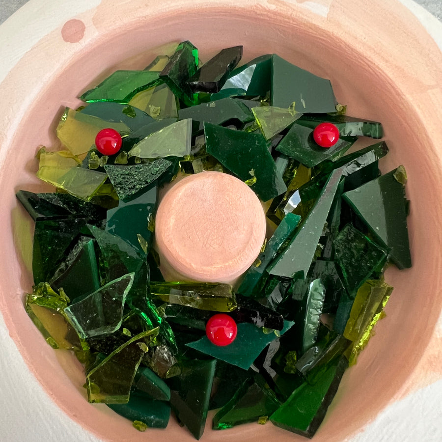 Fused glass piece made by Michelle Frost with the Wreath - Fused Glass Casting Mold